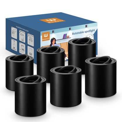 wowatt Aufbauspot GU10 Aluminium Schwarz – 6er Set rund schwenkbar. Für zielgerichtete Deckenbeleuchtung in Innenräumen.