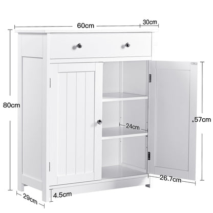 Yaheetech Badschrank mit Schublade und Doppeltür – Weiss