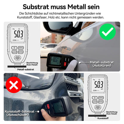 RDINSCOS Lackschichtdickenmessgerät Auto - Eisen/Aluminium 0-1300µm