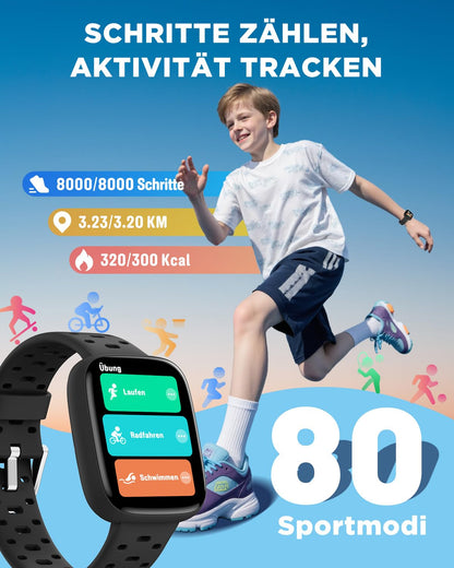 BIGGERFIVE BRAVE 3 Kinder Smartwatch 1,8" AMOLED wasserdicht Schwarz