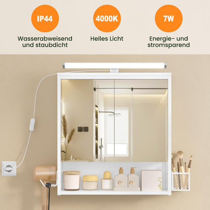 EUGAD LED-Spiegel-Hängeschrank Bad – Weiss 56x65 cm