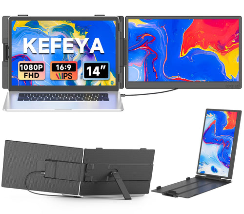 KEFEYA Laptop Bildschirm Erweiterung 14 Zoll FHD 1080P IPS Monitor, faltbar, mit USB-C und HDMI