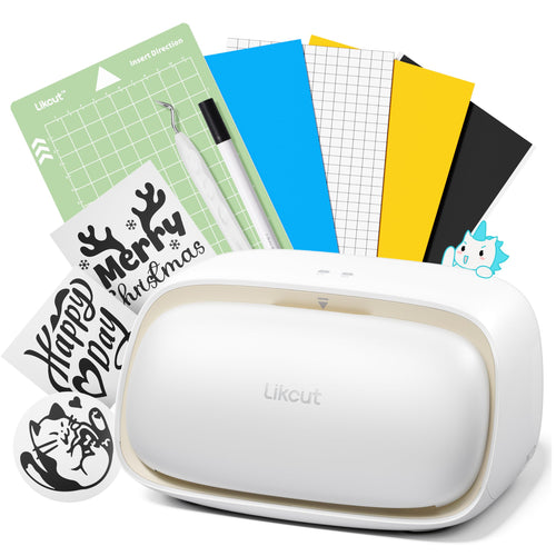 Likcut S501 Mini Schneideplotter Plottermaschine für DIY – Beige. Kompakter, beiger Schneideplotter zur präzisen Materialbearbeitung für Bastelprojekte.