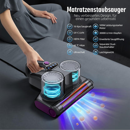 JPHYLL Milbensauger für Matratzen UVC-S1600-Pro mit UV-C-Licht, 16 kPa