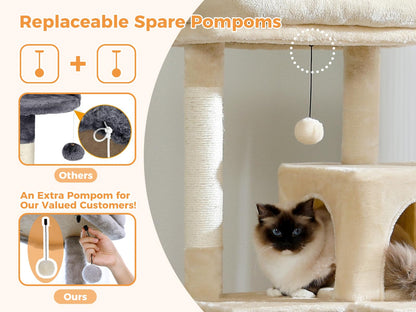 PAWZ Road Katzenbaum Kratzbaum Kondohaus m. Hängematte – Beige 143cm