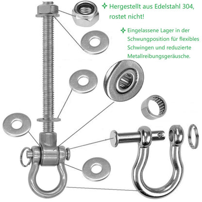 WWFFEN Schaukelhaken Edelstahl, 4er-Set mit Lagern, M10, 675 kg
