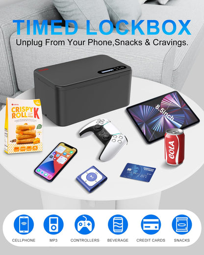 iDiskk Telefon-Safe mit Timer, Schlossbox mit Zeitsperre, Schwarz
