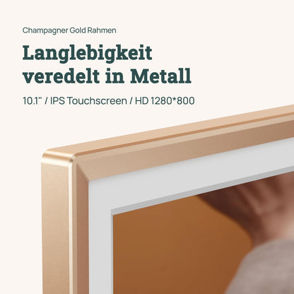 ARZOPA D10 Digitaler Bilderrahmen 10,1 Zoll WLAN Touchscreen Gold