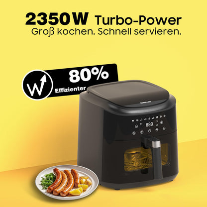 Dewelling Heissluftfritteuse XXL 9L Airfryer mit Sichtfenster