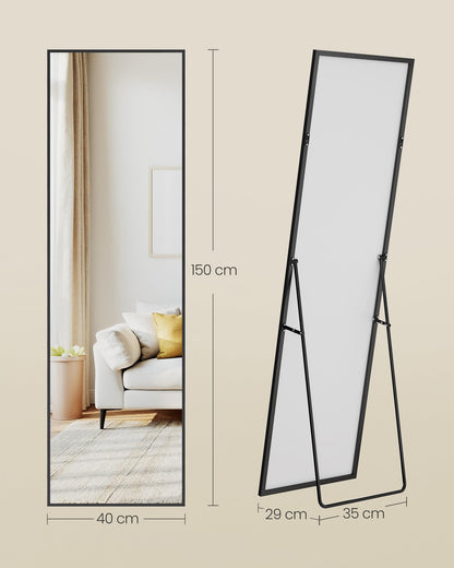 SONGMICS Ganzkörperspiegel 150 x 40 cm, Standspiegel, tintenschwarz