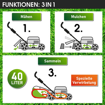 BRAST Benzin Rasenmäher mit Hinterradantrieb, 4-Takt, 41 cm