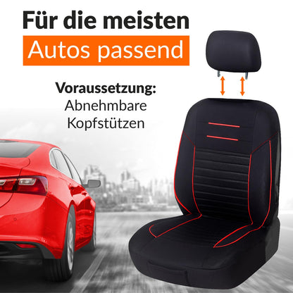 Upgrade4cars Autositzbezüge Vordersitze Schwarz Rot Universal Set
