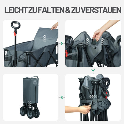 TIMBER RIDGE XXL Bollerwagen faltbar, Handwagen mit Getränkehalter