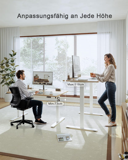 JUMMICO Höhenverstellbarer Schreibtisch Elektrisch – 160x70cm, USB, Beige