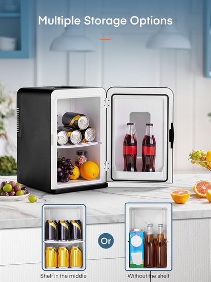 FOHERE Mini Kühlschrank 15L mit Kühl- und Heizfunktion, Schwarz