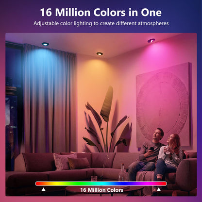GeyouLux LED Einbaustrahler RGB 313RGB, dimmbar, schwarz, 6er-Set