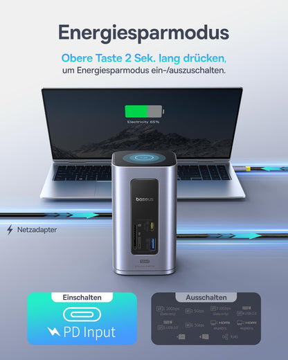 Baseus Nomos Air 12-in-1 Dockingstation USB-C - Dual 4K HDMI
