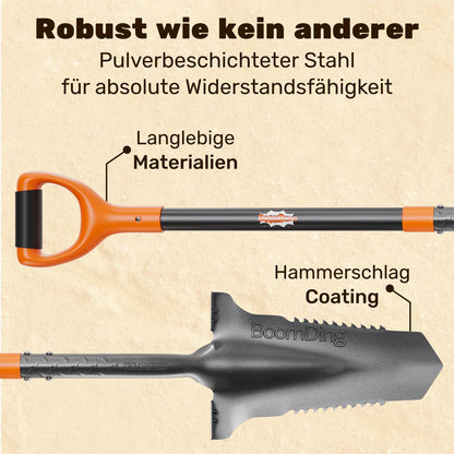 BoomDing Wurzelspaten WSP – Gartenspaten mit Wurzelsäge und Trittkante