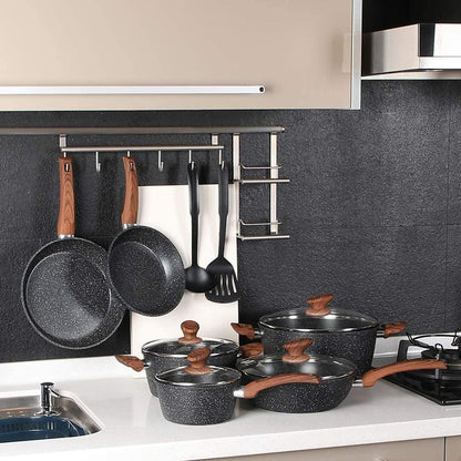 Kitchen Academy Induktion Kochtöpfe Set Granit 12-tlg. Schwarz