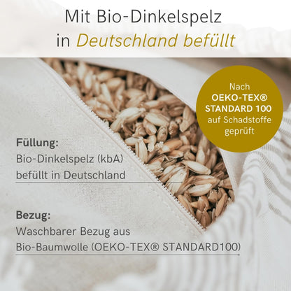Lotuscrafts Yoga Rolle Yogabolster mit Bio-Dinkelfüllung, GOTS