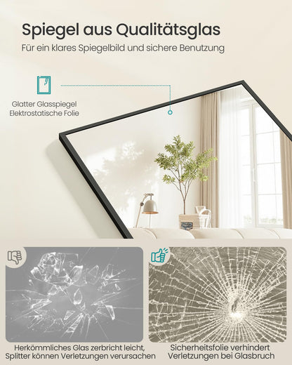 SONGMICS Standspiegel 160 x 50 cm Ganzkörperspiegel Aluminiumrahmen