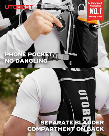 UTOBEST Laufrucksack 5L, ultraleichter Trinkrucksack reflektierend
