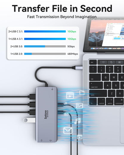 USB C Dockingstation 14-in-1 Triple Display 4K HDMI