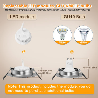 GeyouLux LED Einbaustrahler 230V dimmbar IP44 3000K 6er-Set