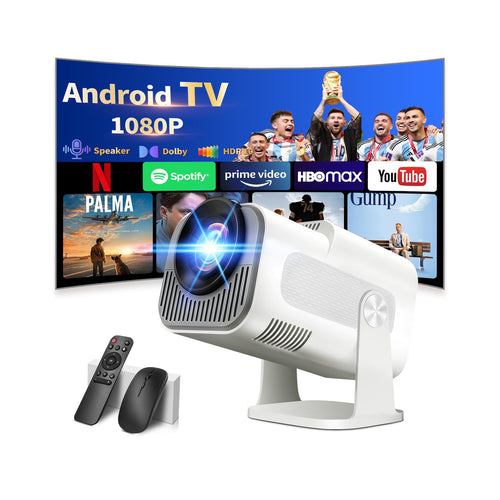 Smart Mini Beamer 4K Full HD Android Projektor – Weiss. Kompakter, weisser Projektor. Projiziert 4K Full HD Inhalte von Android-Apps für Entertainment.