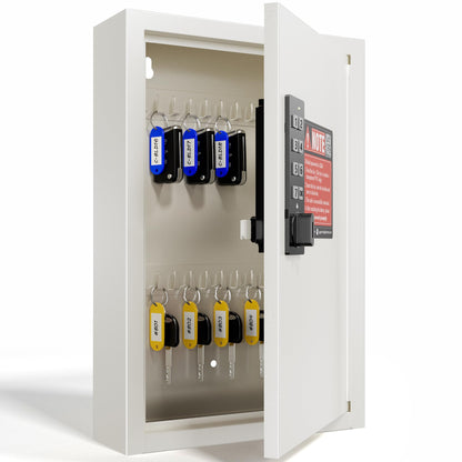 Grimtron Elektronischer Schlüsselschrank GM08 E für 40 Schlüssel in Beige mit Sichtfenster, Wandmontage