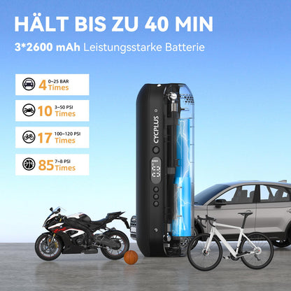 CYCPLUS Elektrische Luftpumpe 12V DC/AC 150 PSI Tragbarer Kompressor