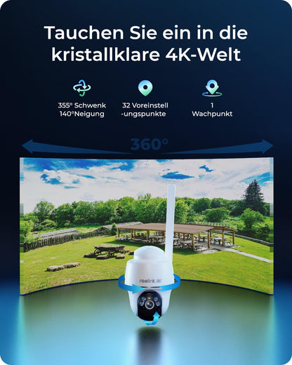 Reolink Go PT Ultra 4K 4G LTE Überwachungskamera mit Solarpanel