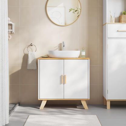EUGAD Waschbeckenunterschrank mit 2 Türen, 60 x 30 x 60 cm, weiss