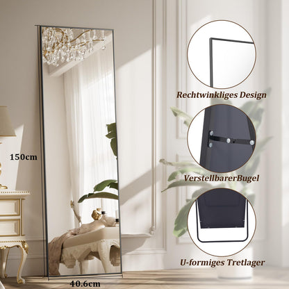 BEAUTYPEAK Ganzkörperspiegel 150x40 cm, Stand- und Wandspiegel Schwarz