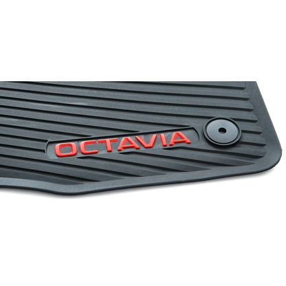 Skoda Octavia Allwetter Gummimatten - Schwarz, roter Schriftzug