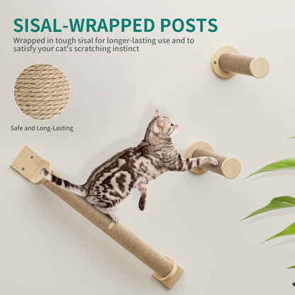 YITAHOME Katzen Kletterwand aus Holz, 7-teiliges Set mit Kratzbäumen