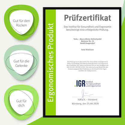 feela Orthopädisches Sitzkissen Medium – Ergonomisches Memory-Kissen