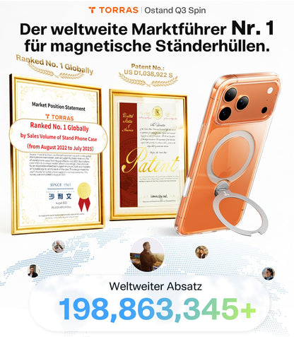 TORRAS Ostand Q3 Spin iPhone 17 Pro Hülle mit 360° MagSafe Ständer