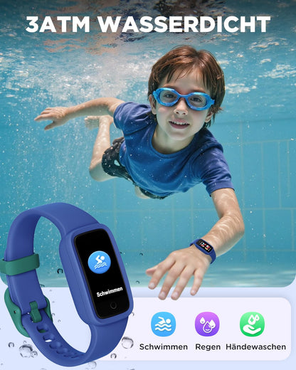 BIGGERFIVE Vigor 3 Kinder-Fitnessuhr mit AMOLED, 3ATM, Blau