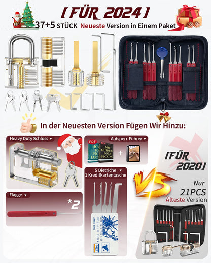 Eventronic Lockpicking Set, 37-teilig, 5 transparente Schlösser