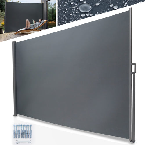 ONBEST Seitenmarkise ausziehbar 200 x 300 cm, Sicht- & Windschutz – für Terrasse, Balkon und Garten