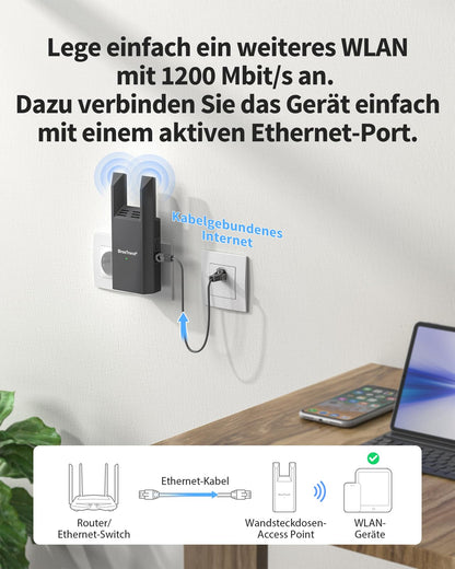 BrosTrend AC1200 WLAN Access Point, Dualband mit Gigabit-Port