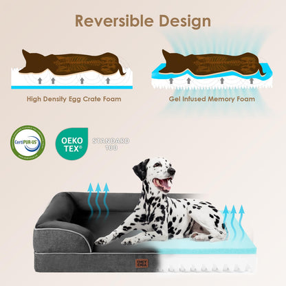 EHEYCIGA Orthopädisches Hundebett Memory Foam – Gross, 91x68cm Dunkelgrau