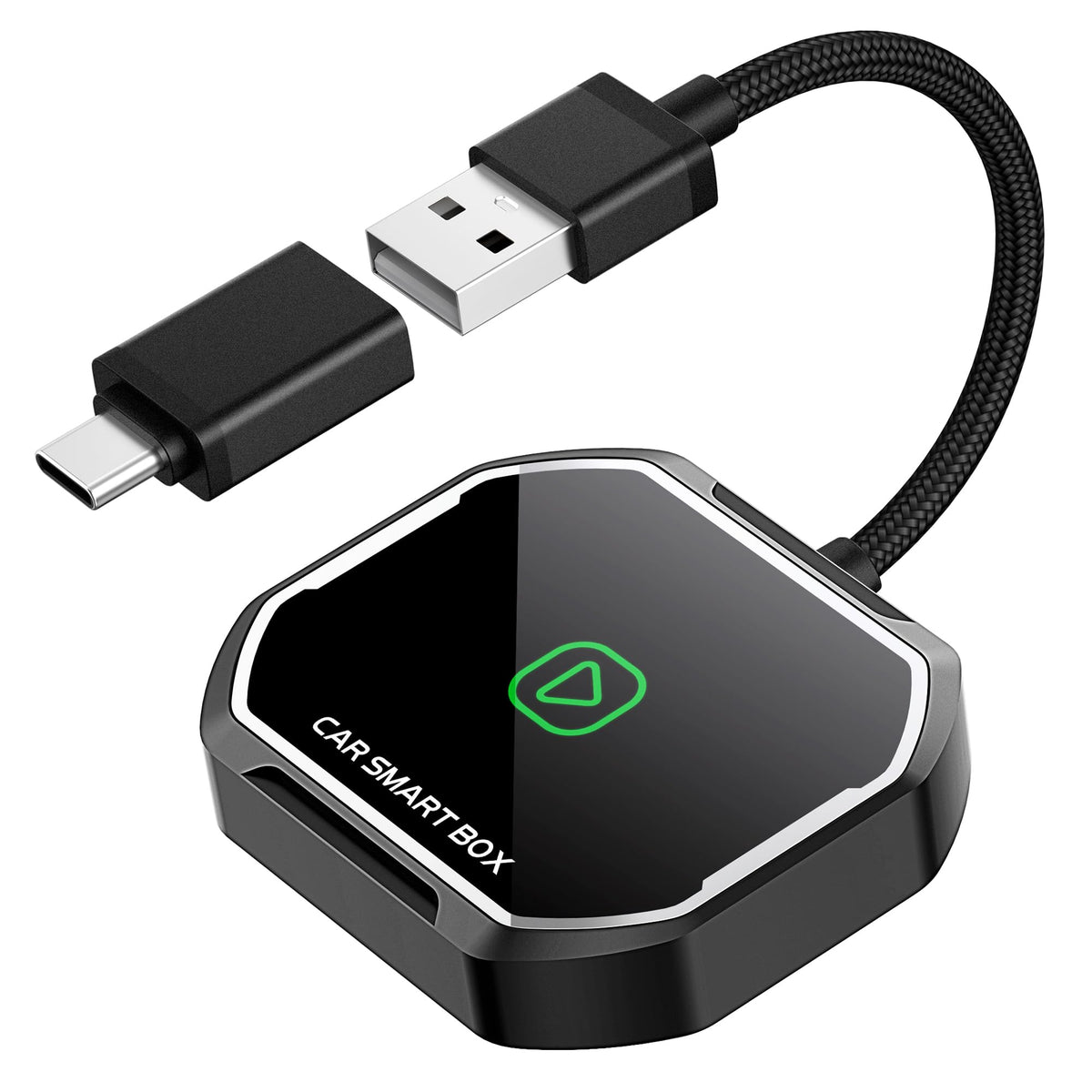 Universal CarPlay Wireless Adapter für iPhone – Wired zu Wireless, kompakt, schwarz. Wandelt Wired CarPlay in Wireless für iPhones.