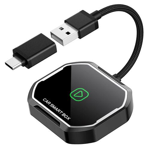 Universal CarPlay Wireless Adapter für iPhone – Wired zu Wireless, kompakt, schwarz. Wandelt Wired CarPlay in Wireless für iPhones.