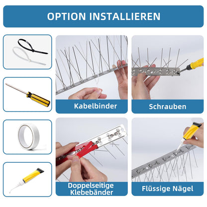 Moyofree Vogelabwehr Spikes Edelstahl vormontiert, 7,26 m Set