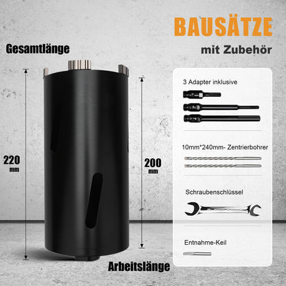MOXPIFY Bohrkrone 100 mm Set, SDS-Plus-, SDS-Max- und Sechskantschaft