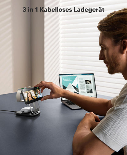 Mukiya T618-F 3-in-1 MagSafe-Ladestation für iPhone, Watch, AirPods