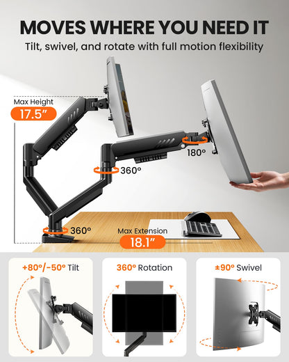 ErGear Monitorhalterung 2 Monitore, Dual Monitor Arm für 13-32 Zoll