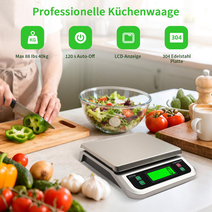 LICHUXIN Küchenwaage Digital 40 kg mit Tara- und Zählfunktion